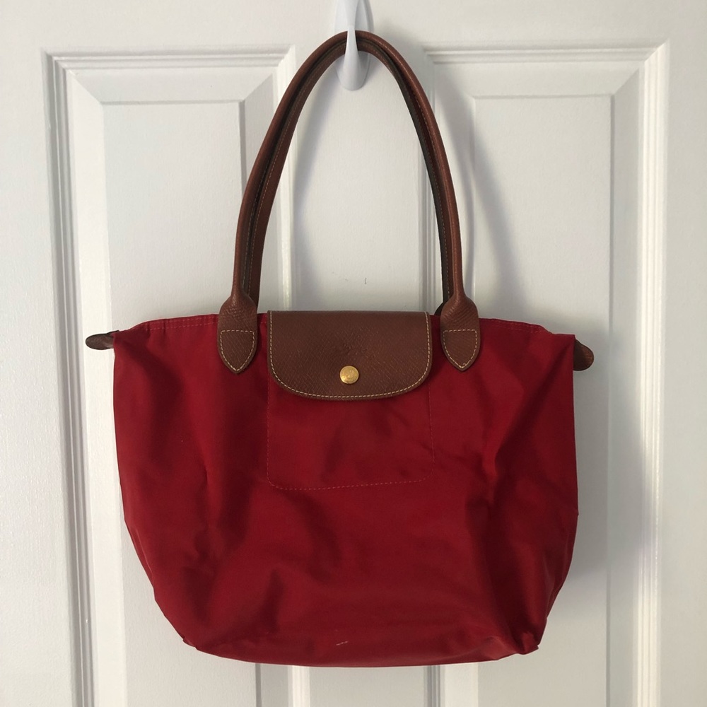 Longchamp Small Red Le Pliage Nylon Shoulder Bag